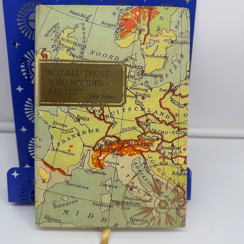 Eccolo World Traveler Hardcover Journal – Vintage Map & J.R.R. Tolkien Quote